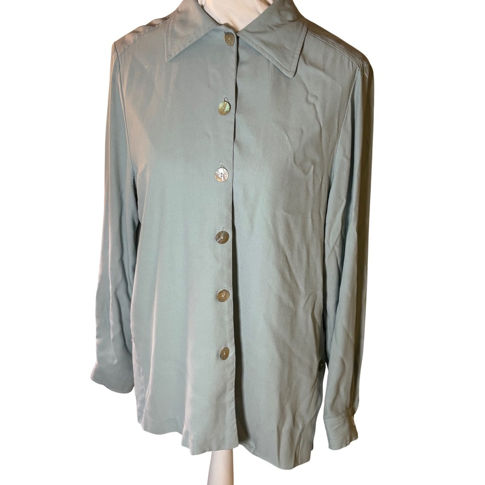 Elyse Hart LTD Button Down Blouse Top Collared Long Sleeve Shirt Medium MOP